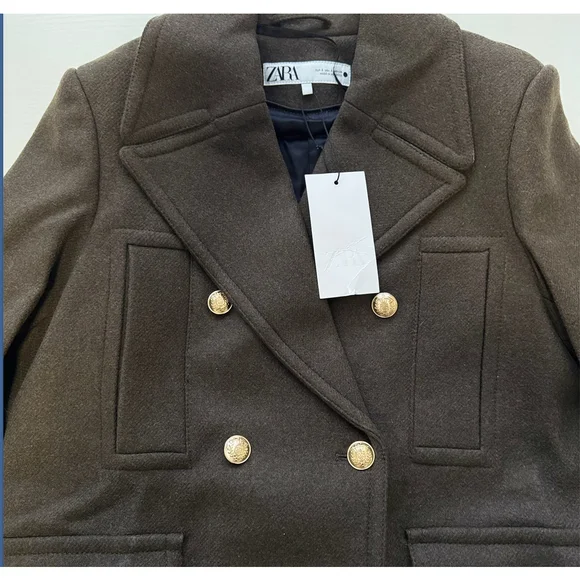 Zara Wool Blend Coat Size S - Picture 6 of 8